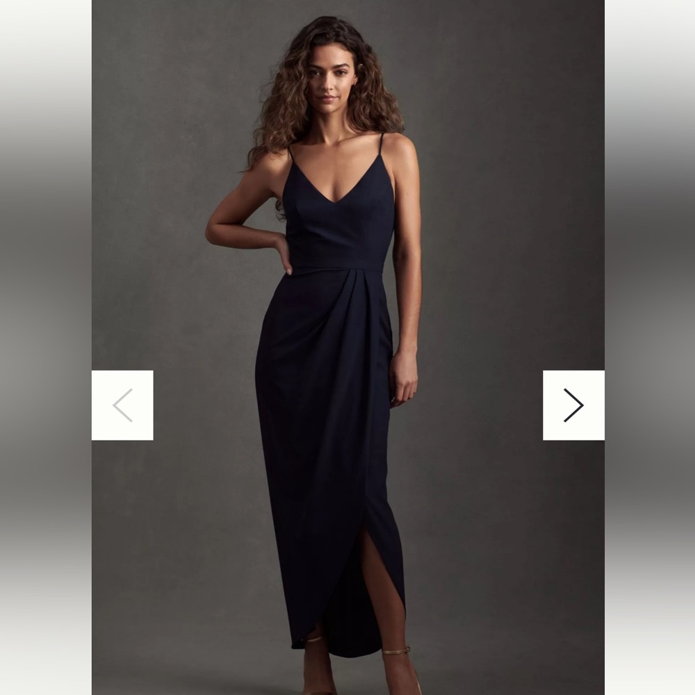 Anthropologie BHLDN Anabela V-Neck Bridesmaids Dress Midnight Blue 4 NEW